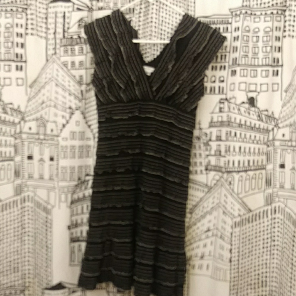 Maxx Studio XS black and khaki ruffled dress.
